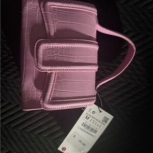 Zara Pink Croc-Effect Clutch